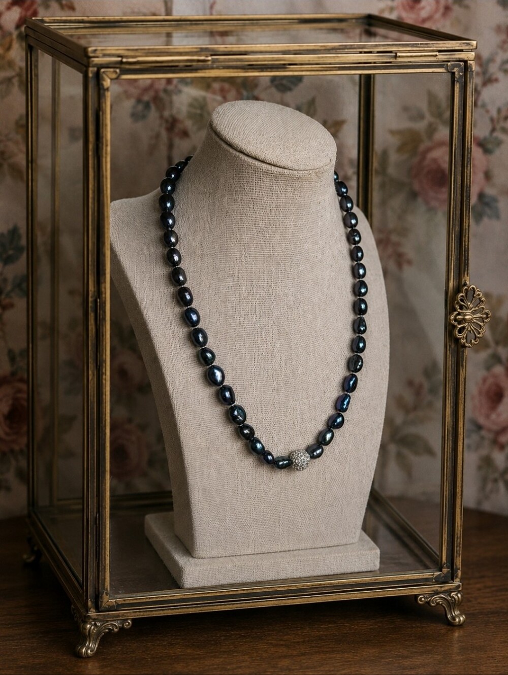 Peacock Freshwater Pearl Blue Gray Green Purple Single Strand Necklace Oil Slick